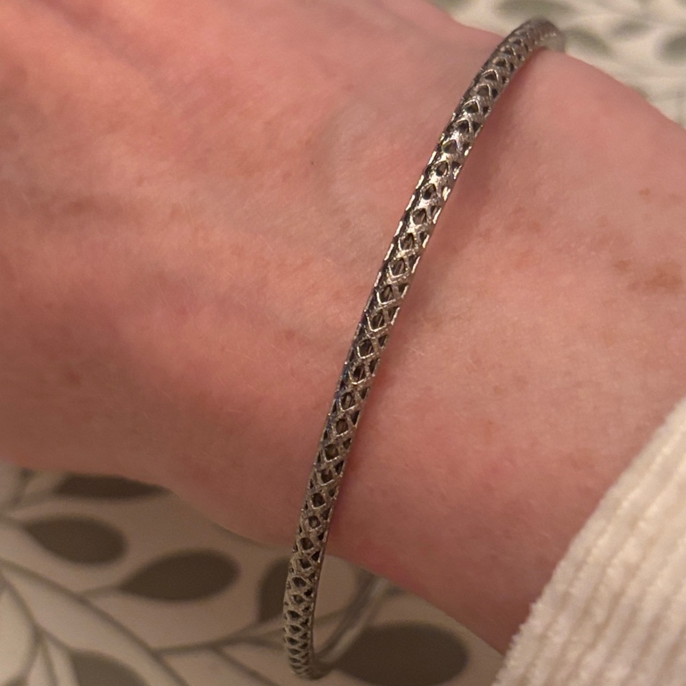 Simple Silver Bangle Bracelet - image 1